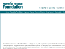 Tablet Screenshot of memorialhospitalfoundation.com